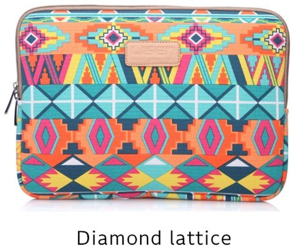 Luxe Laptophoes Print Vrolijke Kleuren met Ritssluiting | Diamant | 13 inch | Laptop Accessoires